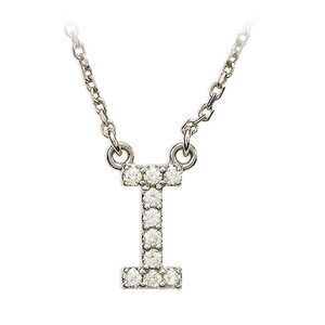 1/10 Cttw Diamond & 14k White Gold Block Initial Necklace, Letter I